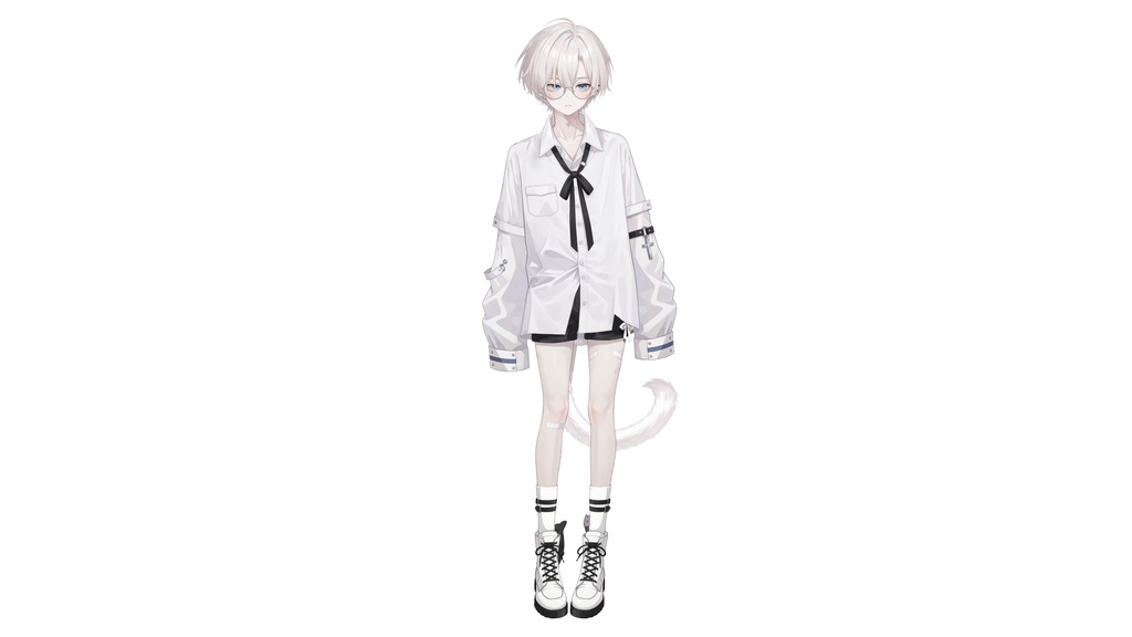 【Live2D汎用モデル】白髪地雷猫男・多表情対応・VTube Studio対応 | White-haired地雷Cat Boy VTuber Model