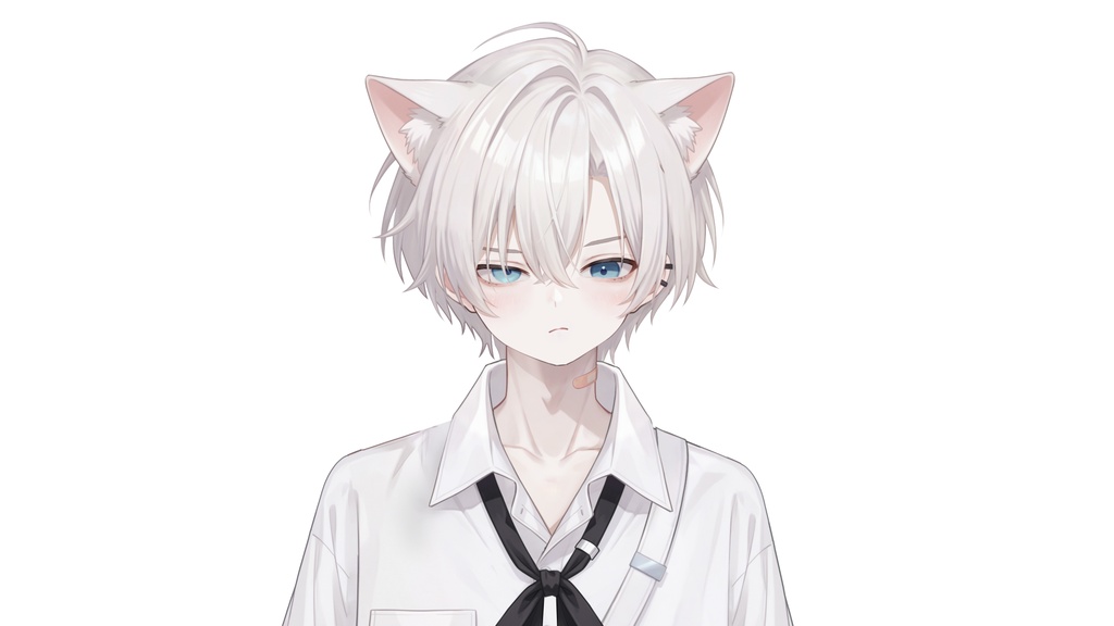 【Live2D汎用モデル】白髪地雷猫男・多表情対応・VTube Studio対応 | White-haired地雷Cat Boy VTuber Model