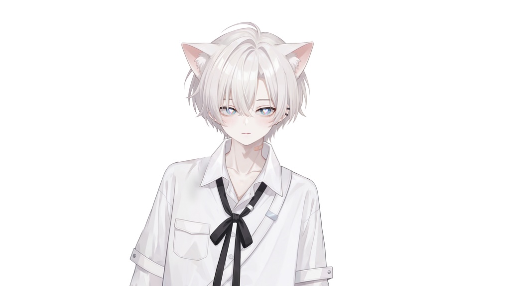【Live2D汎用モデル】白髪地雷猫男・多表情対応・VTube Studio対応 | White-haired地雷Cat Boy VTuber Model