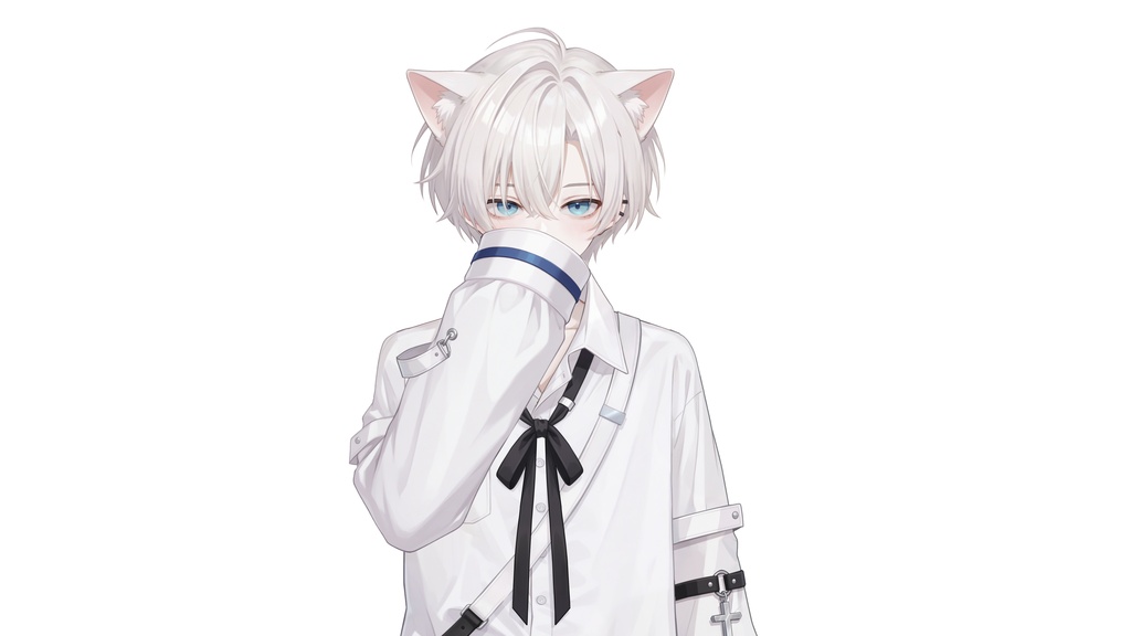 【Live2D汎用モデル】白髪地雷猫男・多表情対応・VTube Studio対応 | White-haired地雷Cat Boy VTuber Model