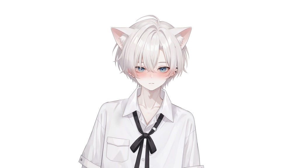 【Live2D汎用モデル】白髪地雷猫男・多表情対応・VTube Studio対応 | White-haired地雷Cat Boy VTuber Model