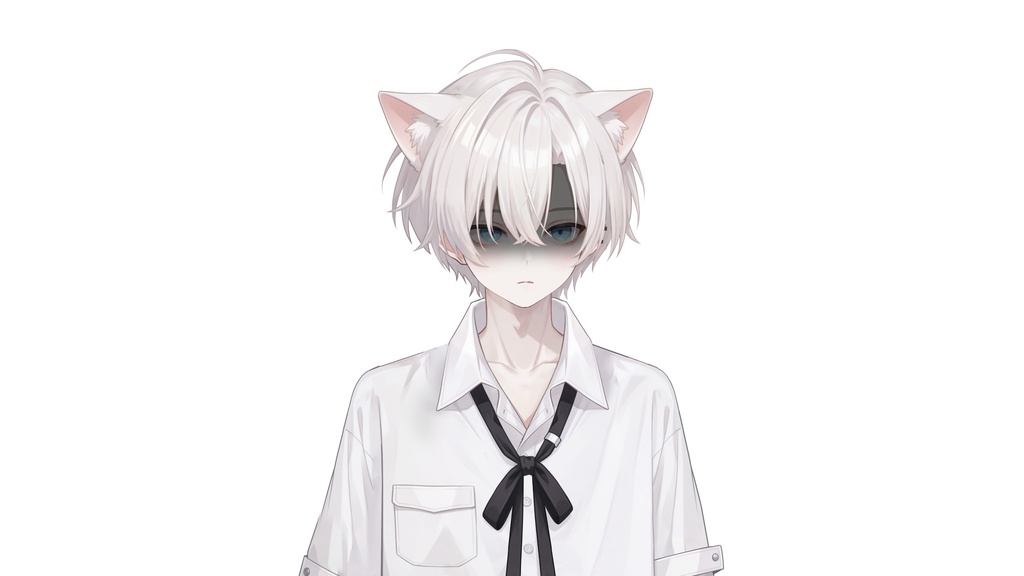 【Live2D汎用モデル】白髪地雷猫男・多表情対応・VTube Studio対応 | White-haired地雷Cat Boy VTuber Model