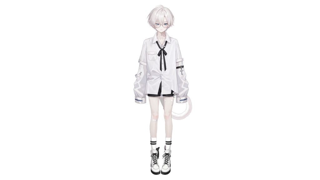 【Live2D汎用モデル】白髪地雷猫男・多表情対応・VTube Studio対応 | White-haired地雷Cat Boy VTuber Model