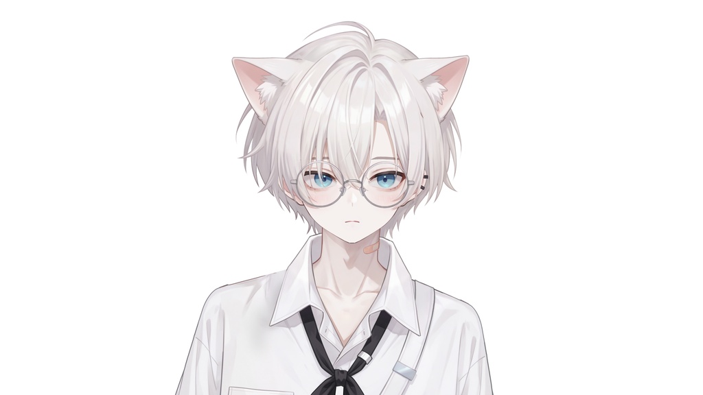 【Live2D汎用モデル】白髪地雷猫男・多表情対応・VTube Studio対応 | White-haired地雷Cat Boy VTuber Model
