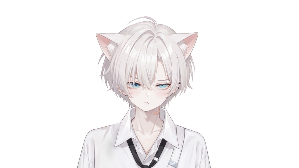 【Live2D汎用モデル】白髪地雷猫男・多表情対応・VTube Studio対応 | White-haired地雷Cat Boy VTuber Model