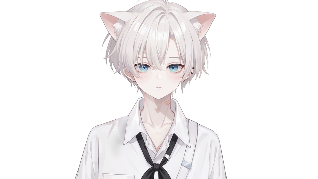 【Live2D汎用モデル】白髪地雷猫男・多表情対応・VTube Studio対応 | White-haired地雷Cat Boy VTuber Model