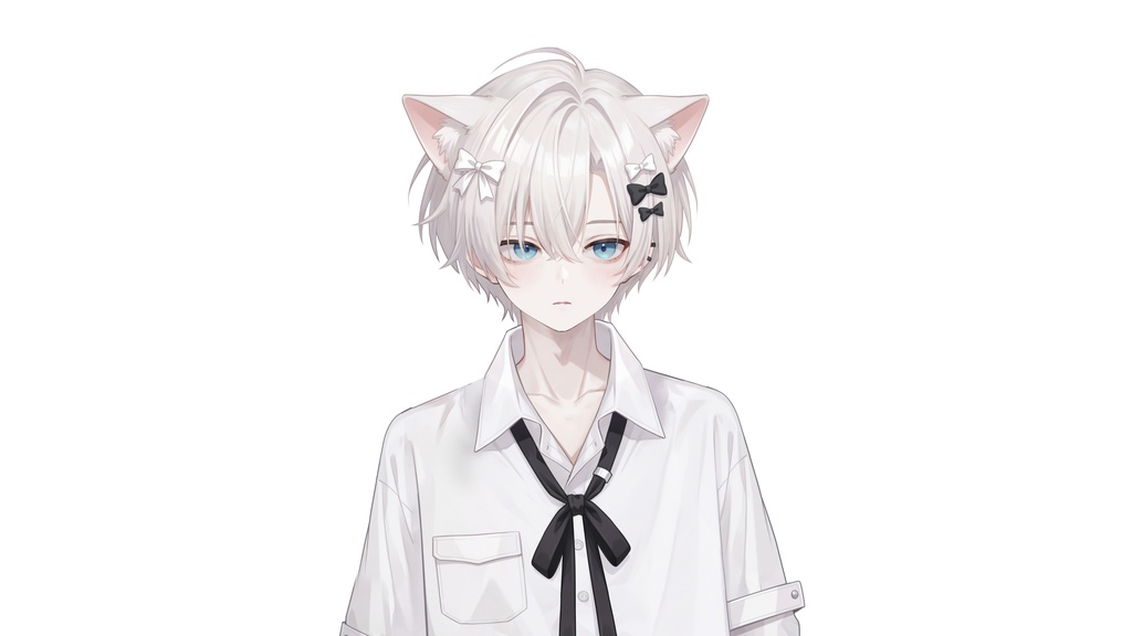 【Live2D汎用モデル】白髪地雷猫男・多表情対応・VTube Studio対応 | White-haired地雷Cat Boy VTuber Model