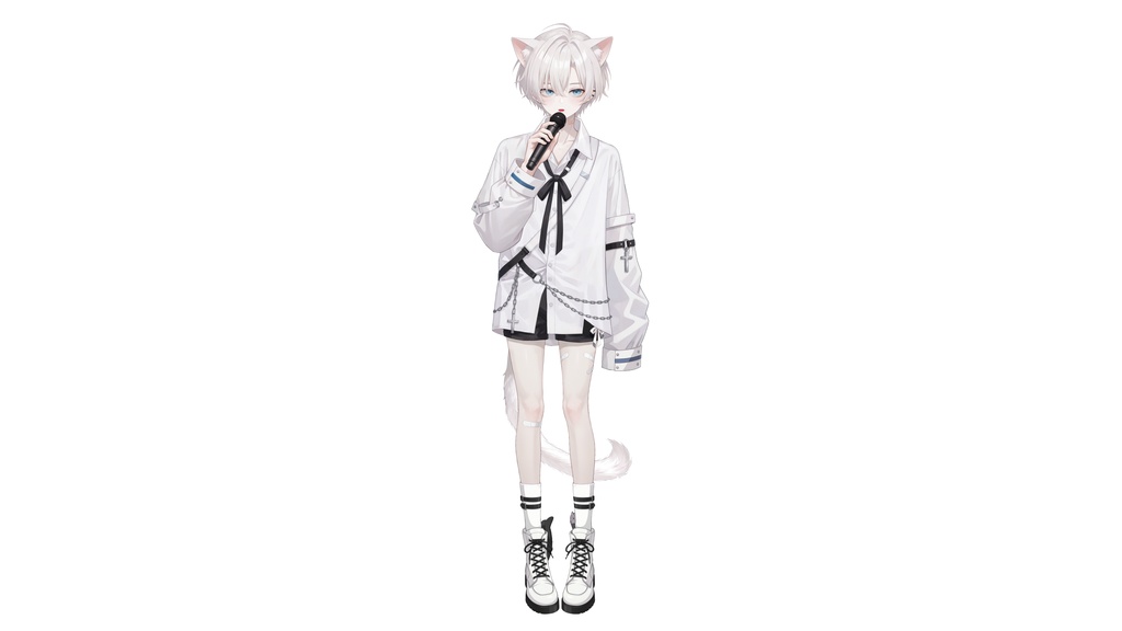 【Live2D汎用モデル】白髪地雷猫男・多表情対応・VTube Studio対応 | White-haired地雷Cat Boy VTuber Model