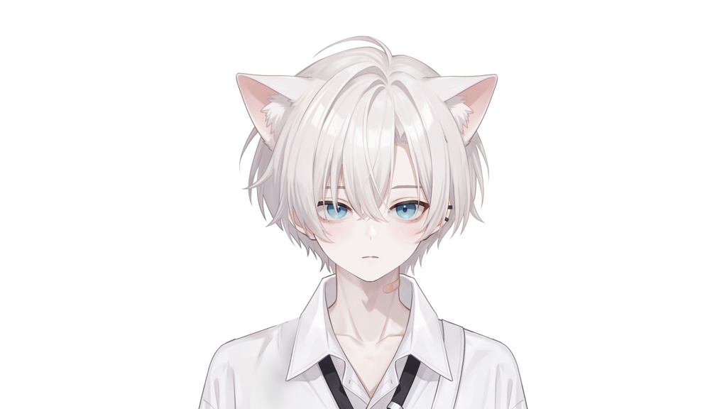 【Live2D汎用モデル】白髪地雷猫男・多表情対応・VTube Studio対応 | White-haired地雷Cat Boy VTuber Model
