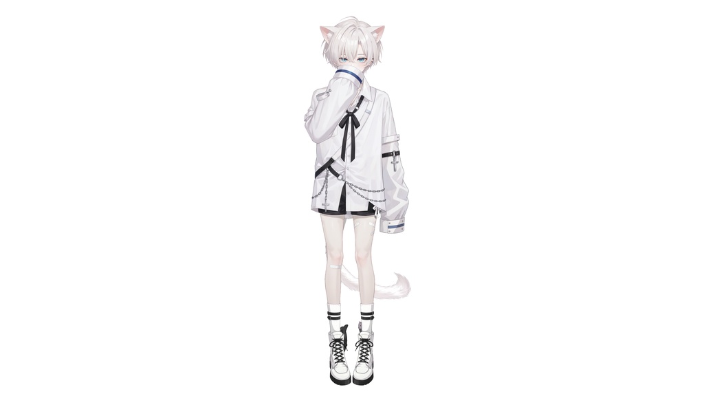 【Live2D汎用モデル】白髪地雷猫男・多表情対応・VTube Studio対応 | White-haired地雷Cat Boy VTuber Model