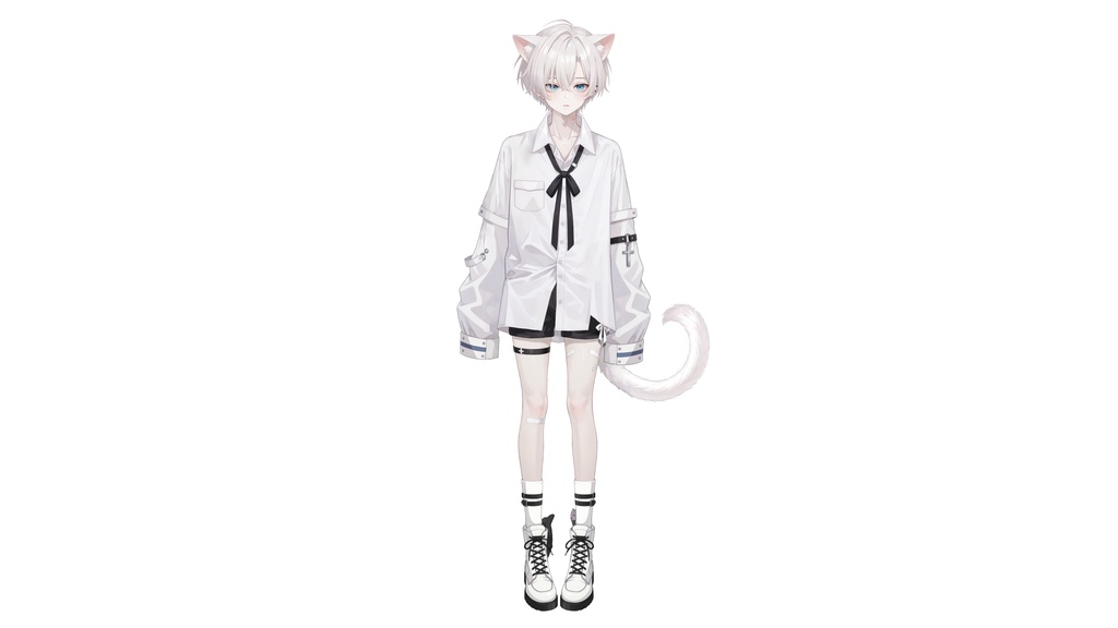 【Live2D汎用モデル】白髪地雷猫男・多表情対応・VTube Studio対応 | White-haired地雷Cat Boy VTuber Model