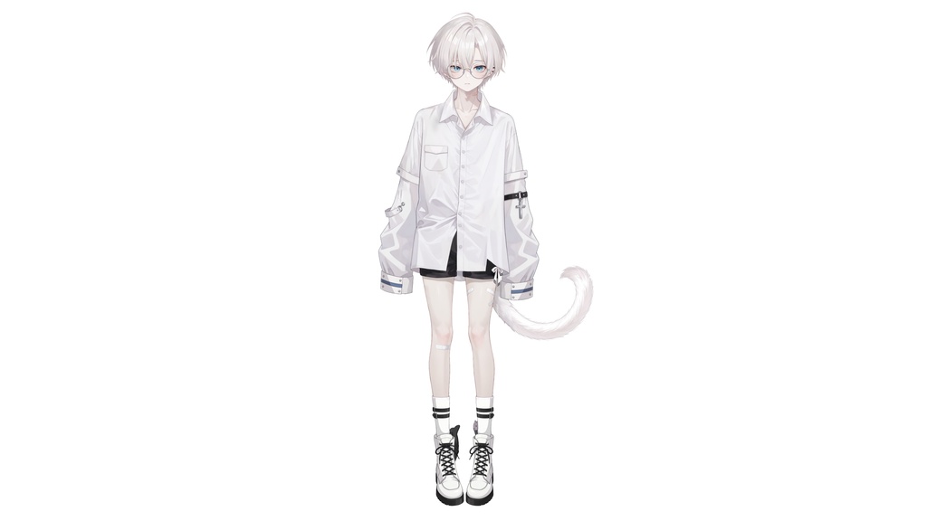 【Live2D汎用モデル】白髪地雷猫男・多表情対応・VTube Studio対応 | White-haired地雷Cat Boy VTuber Model