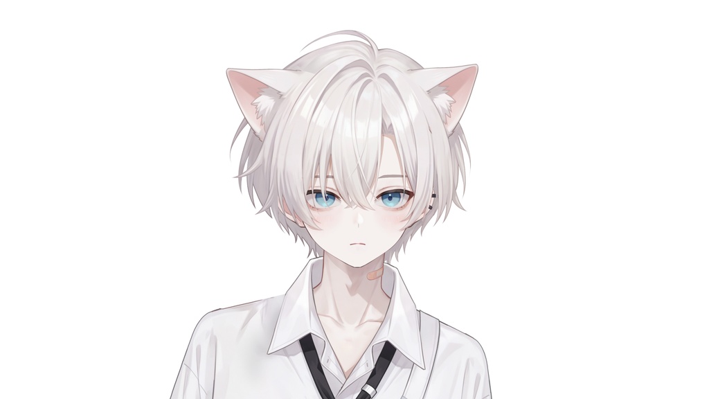 【Live2D汎用モデル】白髪地雷猫男・多表情対応・VTube Studio対応 | White-haired地雷Cat Boy VTuber Model