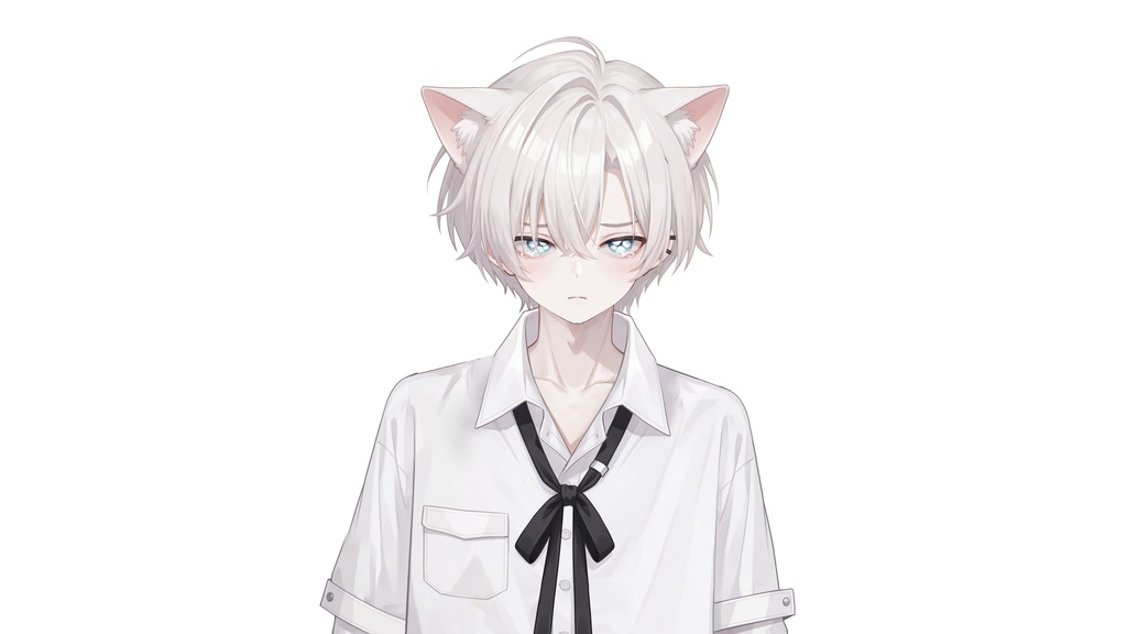 【Live2D汎用モデル】白髪地雷猫男・多表情対応・VTube Studio対応 | White-haired地雷Cat Boy VTuber Model