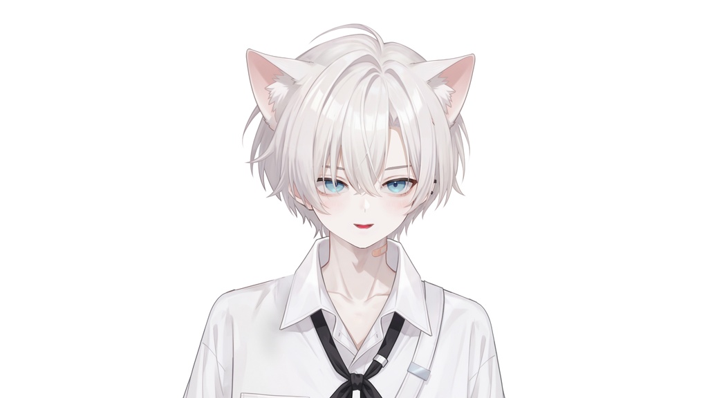 【Live2D汎用モデル】白髪地雷猫男・多表情対応・VTube Studio対応 | White-haired地雷Cat Boy VTuber Model