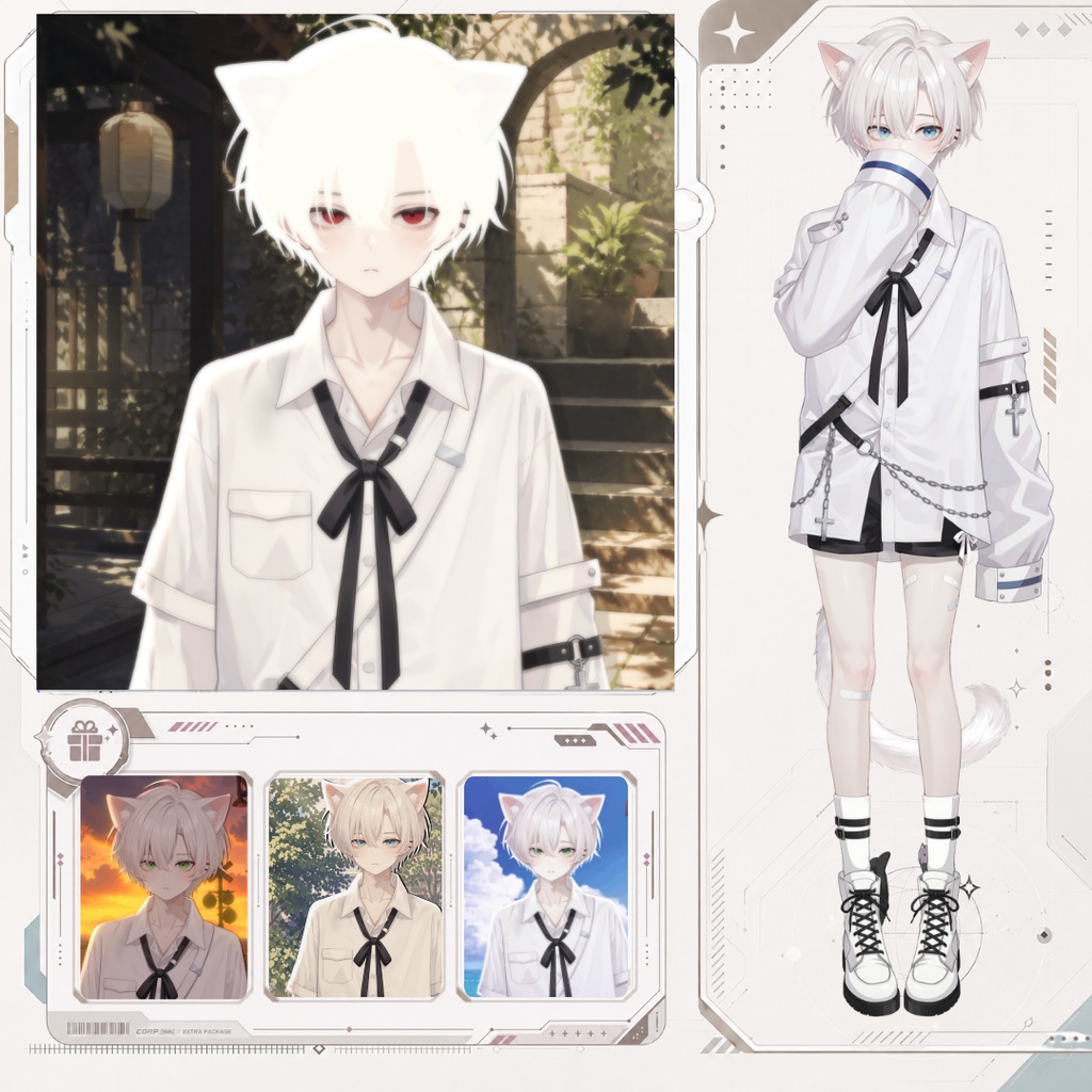 【Live2D汎用モデル】白髪地雷猫男・多表情対応・VTube Studio対応 | White-haired地雷Cat Boy VTuber Model