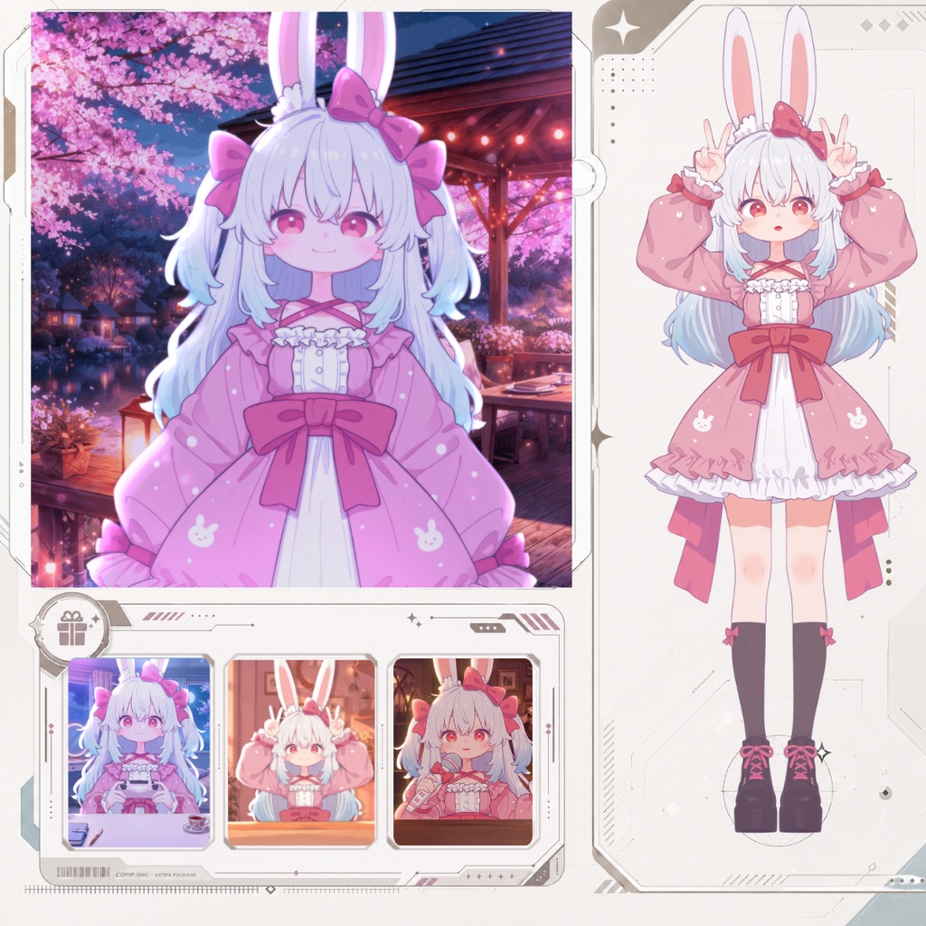 【Live2D汎用モデル】白髪うさぎ少女・多表情対応・VTube Studio対応 | Light-colored Rabbit VTuber Model