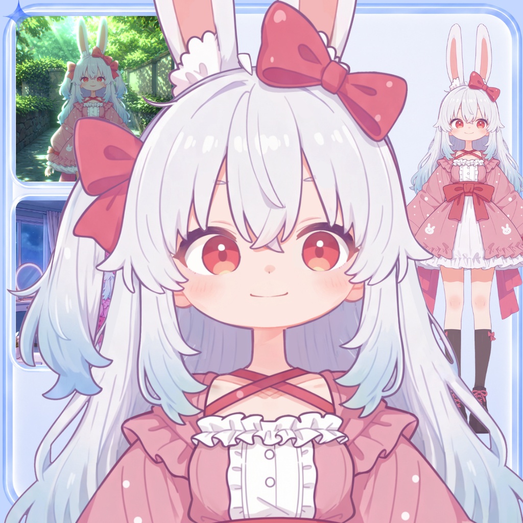 【Live2D汎用モデル】白髪うさぎ少女・多表情対応・VTube Studio対応 | Light-colored Rabbit VTuber Model