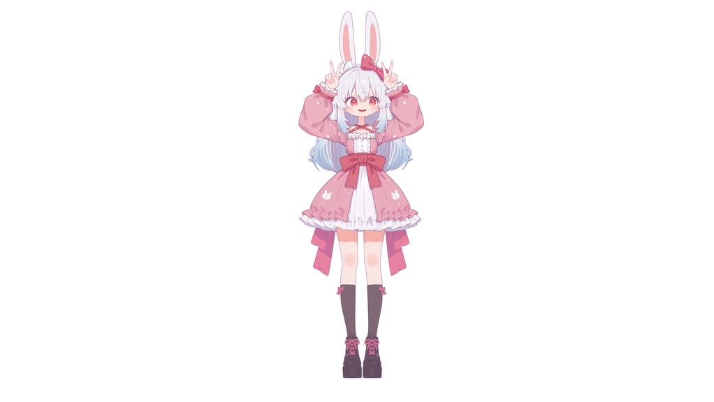 【Live2D汎用モデル】白髪うさぎ少女・多表情対応・VTube Studio対応 | Light-colored Rabbit VTuber Model