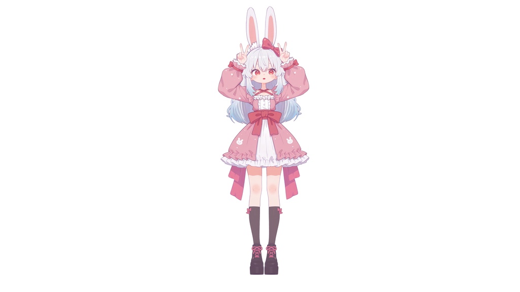 【Live2D汎用モデル】白髪うさぎ少女・多表情対応・VTube Studio対応 | Light-colored Rabbit VTuber Model