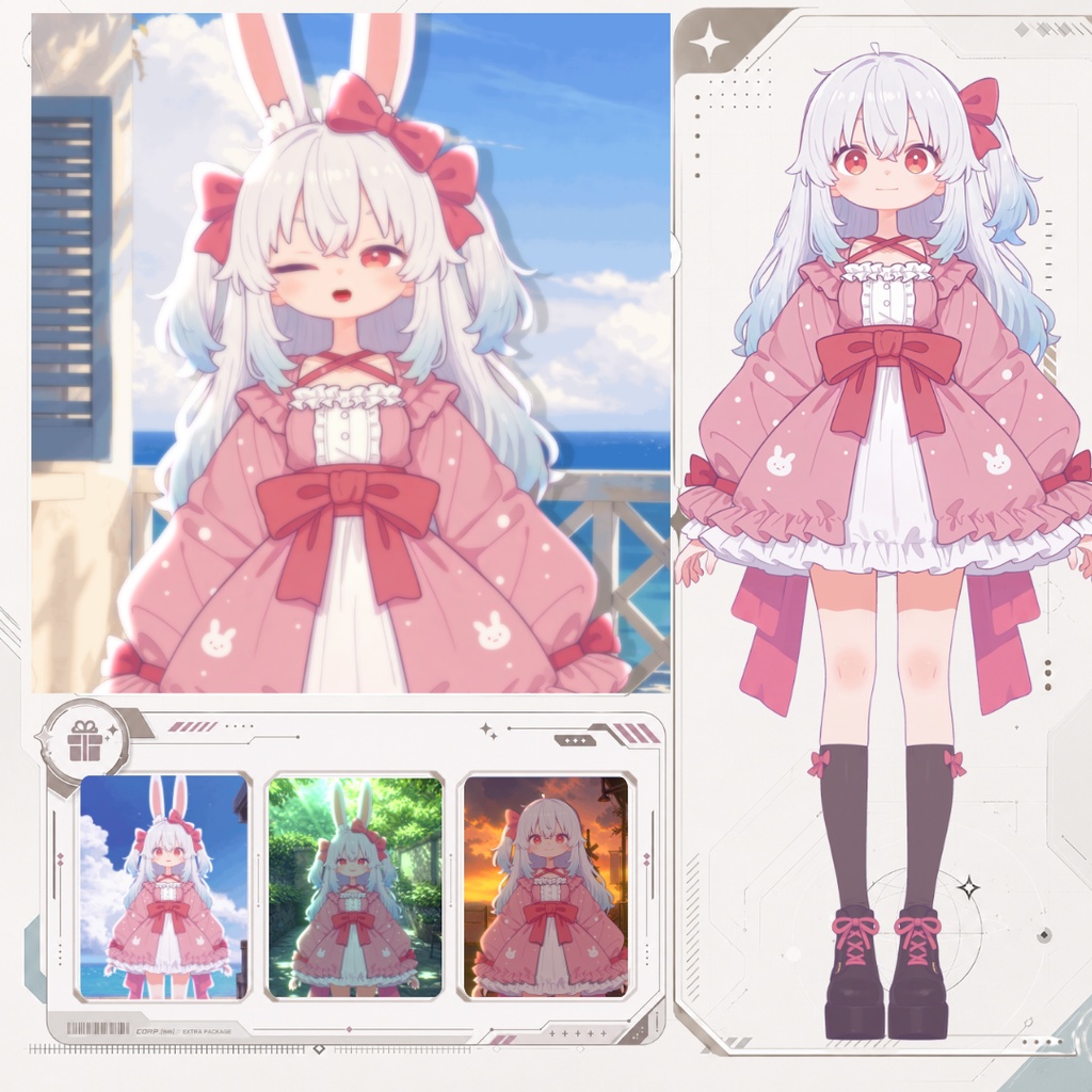 【Live2D汎用モデル】白髪うさぎ少女・多表情対応・VTube Studio対応 | Light-colored Rabbit VTuber Model