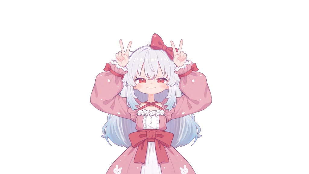 【Live2D汎用モデル】白髪うさぎ少女・多表情対応・VTube Studio対応 | Light-colored Rabbit VTuber Model