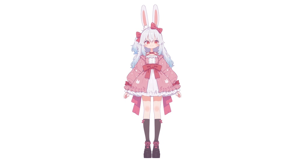 【Live2D汎用モデル】白髪うさぎ少女・多表情対応・VTube Studio対応 | Light-colored Rabbit VTuber Model