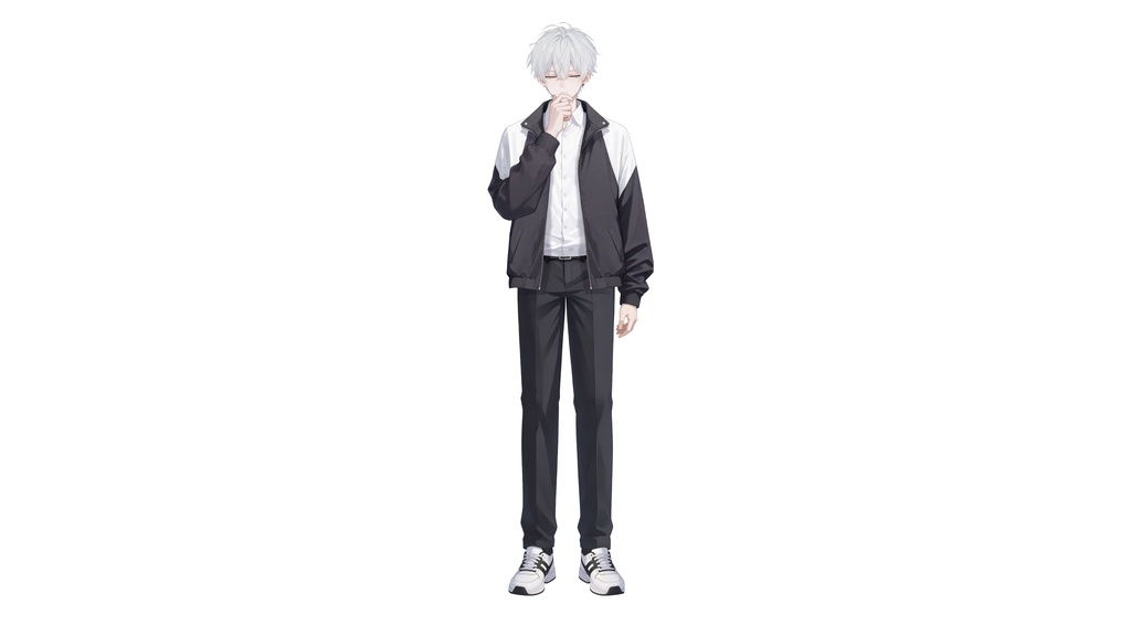 【Live2D汎用モデル】白髪の学園服少年・多表情対応・VTube Studio対応 | School Uniform Boy VTuber Model