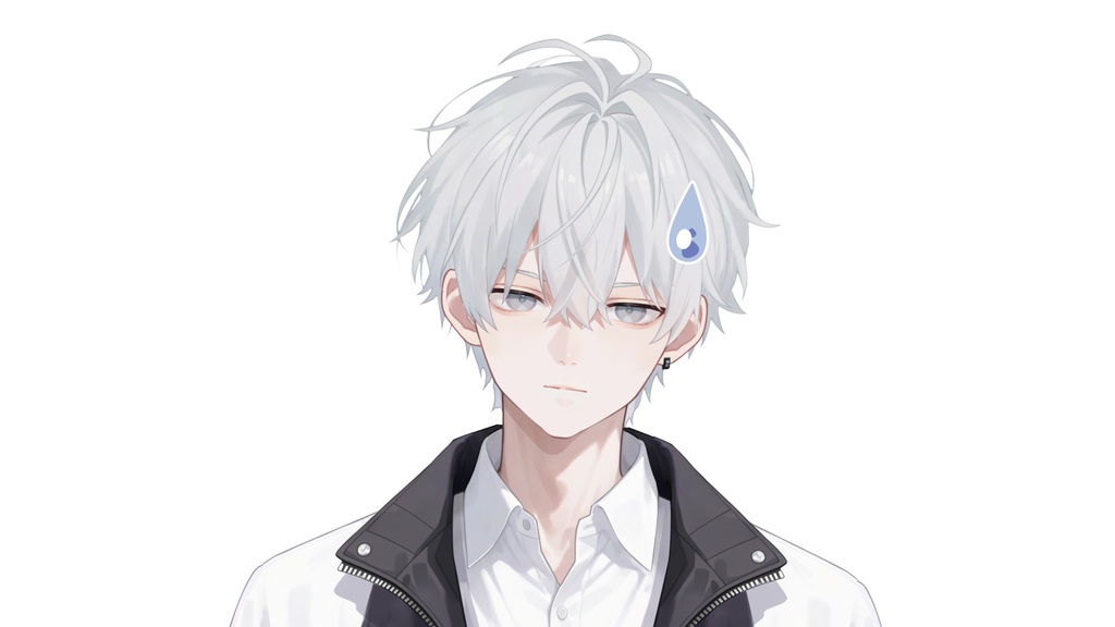 【Live2D汎用モデル】白髪の学園服少年・多表情対応・VTube Studio対応 | School Uniform Boy VTuber Model