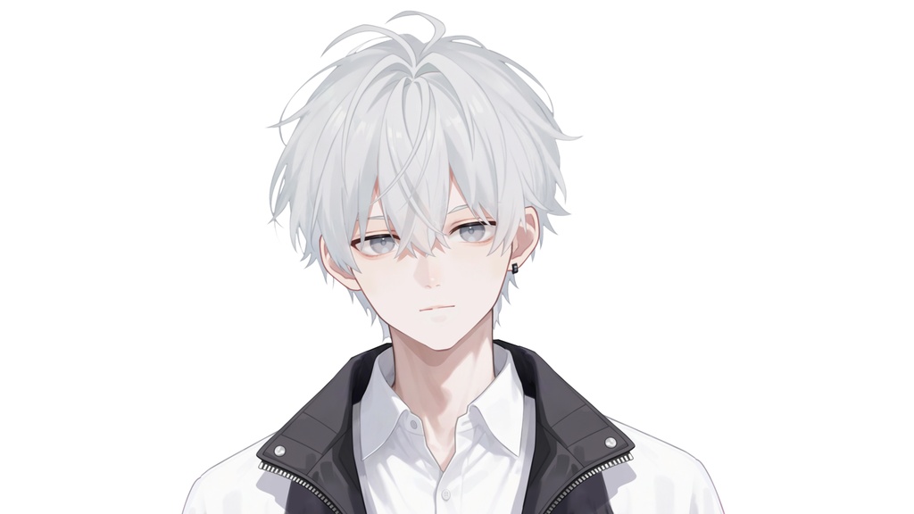 【Live2D汎用モデル】白髪の学園服少年・多表情対応・VTube Studio対応 | School Uniform Boy VTuber Model