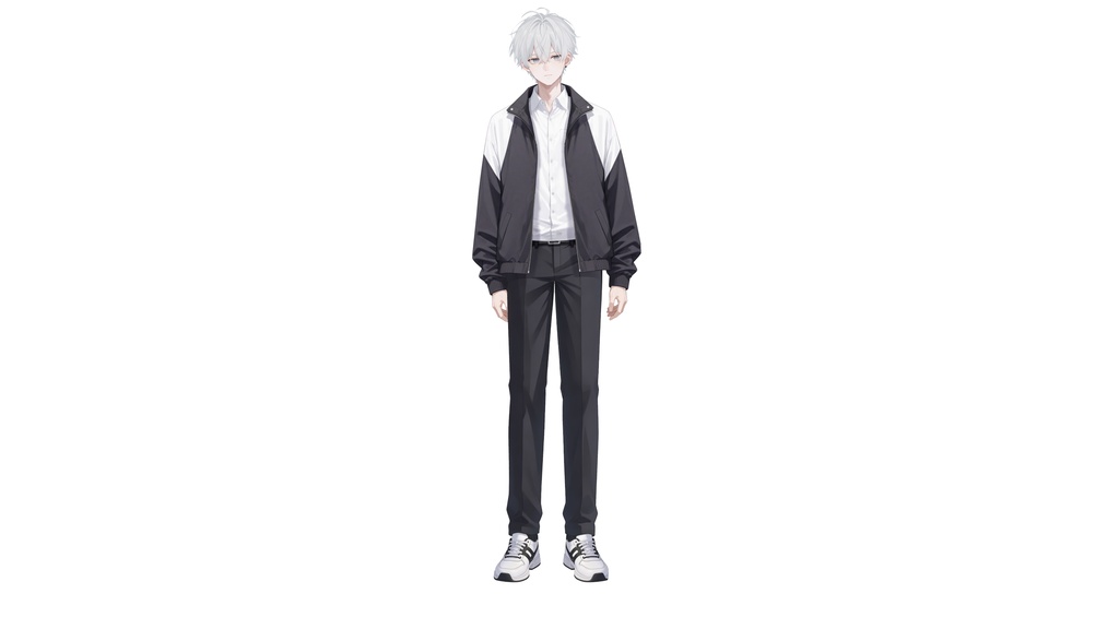 【Live2D汎用モデル】白髪の学園服少年・多表情対応・VTube Studio対応 | School Uniform Boy VTuber Model