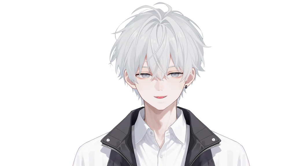 【Live2D汎用モデル】白髪の学園服少年・多表情対応・VTube Studio対応 | School Uniform Boy VTuber Model