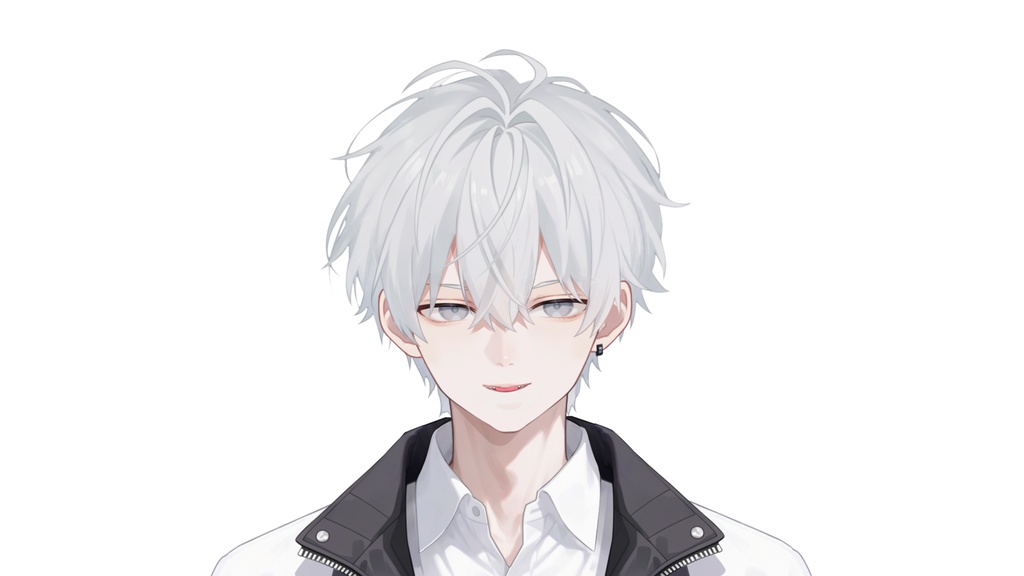 【Live2D汎用モデル】白髪の学園服少年・多表情対応・VTube Studio対応 | School Uniform Boy VTuber Model