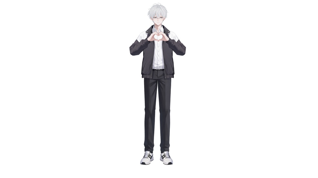 【Live2D汎用モデル】白髪の学園服少年・多表情対応・VTube Studio対応 | School Uniform Boy VTuber Model
