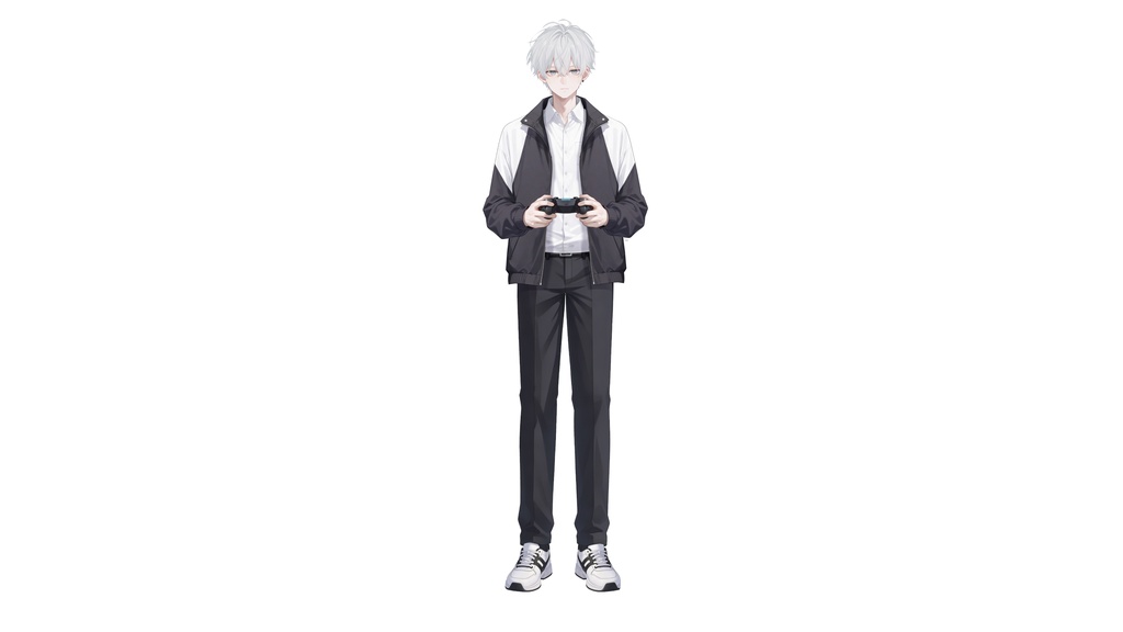 【Live2D汎用モデル】白髪の学園服少年・多表情対応・VTube Studio対応 | School Uniform Boy VTuber Model