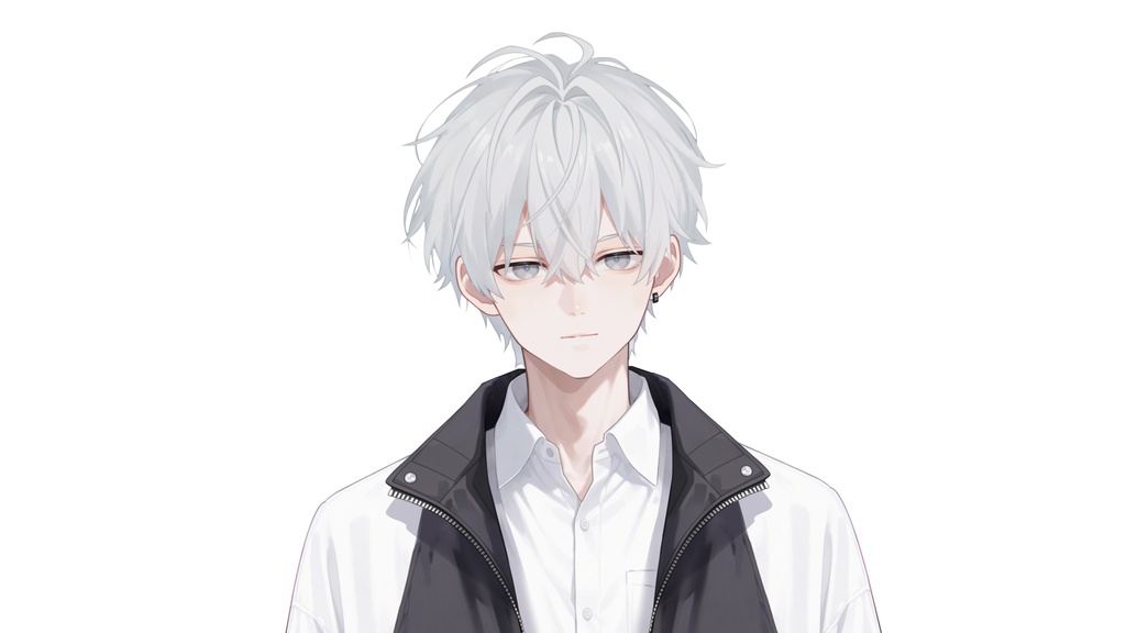 【Live2D汎用モデル】白髪の学園服少年・多表情対応・VTube Studio対応 | School Uniform Boy VTuber Model