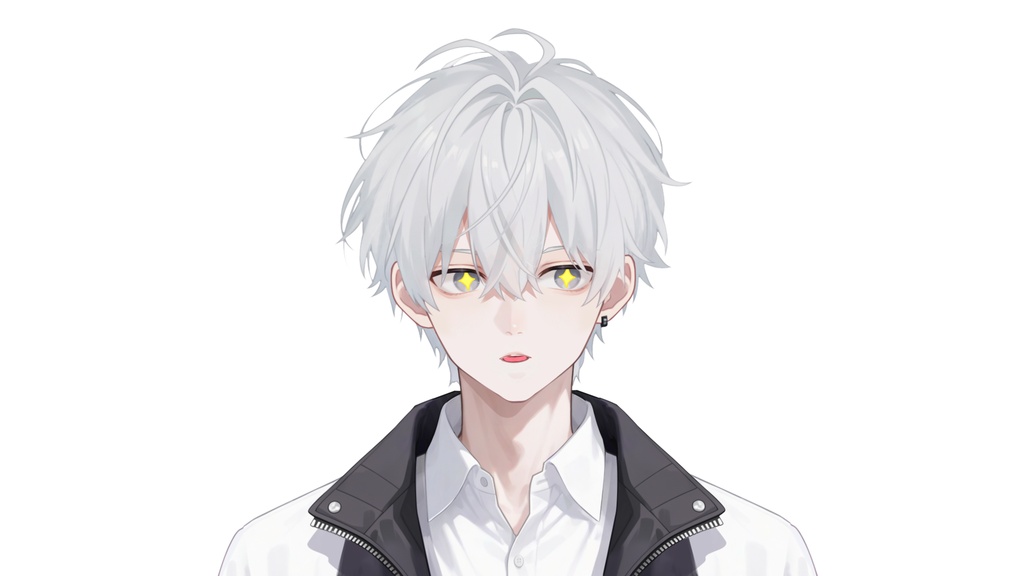 【Live2D汎用モデル】白髪の学園服少年・多表情対応・VTube Studio対応 | School Uniform Boy VTuber Model