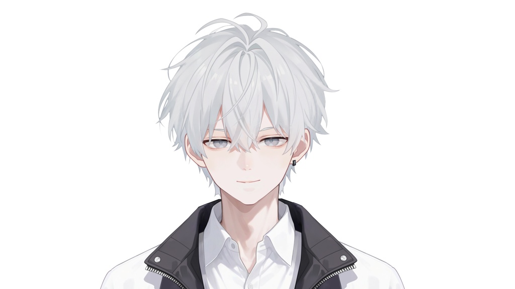 【Live2D汎用モデル】白髪の学園服少年・多表情対応・VTube Studio対応 | School Uniform Boy VTuber Model