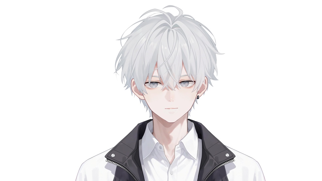 【Live2D汎用モデル】白髪の学園服少年・多表情対応・VTube Studio対応 | School Uniform Boy VTuber Model