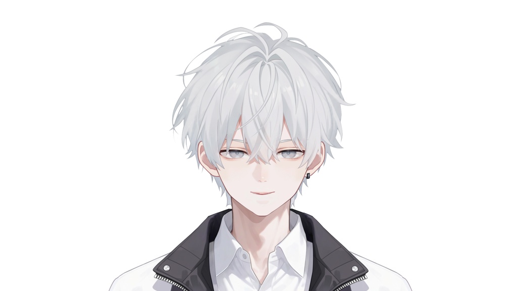【Live2D汎用モデル】白髪の学園服少年・多表情対応・VTube Studio対応 | School Uniform Boy VTuber Model