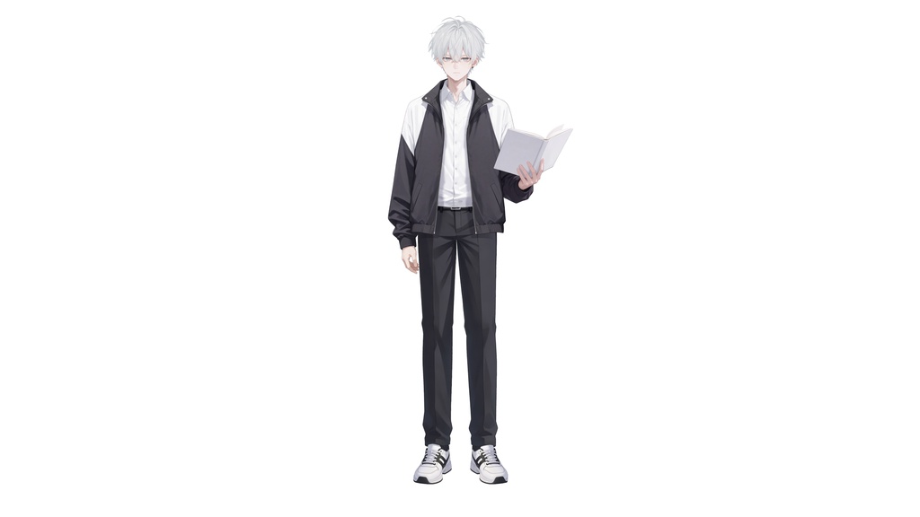 【Live2D汎用モデル】白髪の学園服少年・多表情対応・VTube Studio対応 | School Uniform Boy VTuber Model