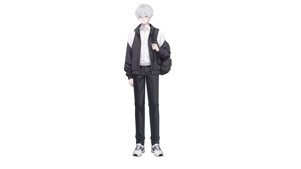 【Live2D汎用モデル】白髪の学園服少年・多表情対応・VTube Studio対応 | School Uniform Boy VTuber Model