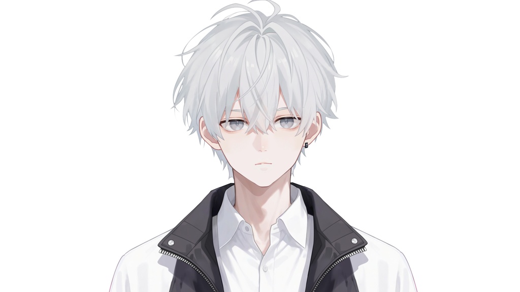 【Live2D汎用モデル】白髪の学園服少年・多表情対応・VTube Studio対応 | School Uniform Boy VTuber Model