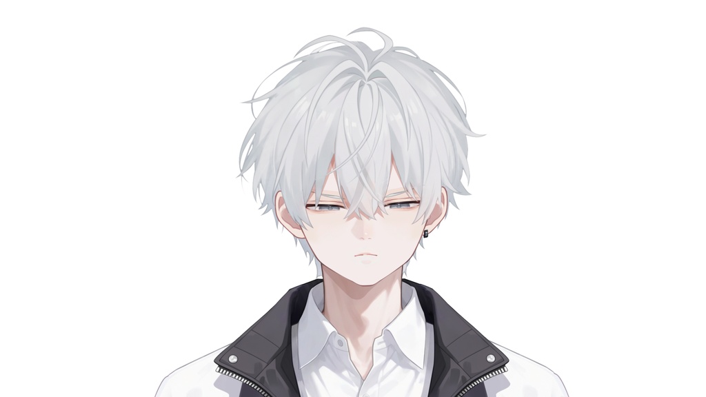 【Live2D汎用モデル】白髪の学園服少年・多表情対応・VTube Studio対応 | School Uniform Boy VTuber Model