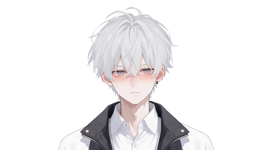【Live2D汎用モデル】白髪の学園服少年・多表情対応・VTube Studio対応 | School Uniform Boy VTuber Model