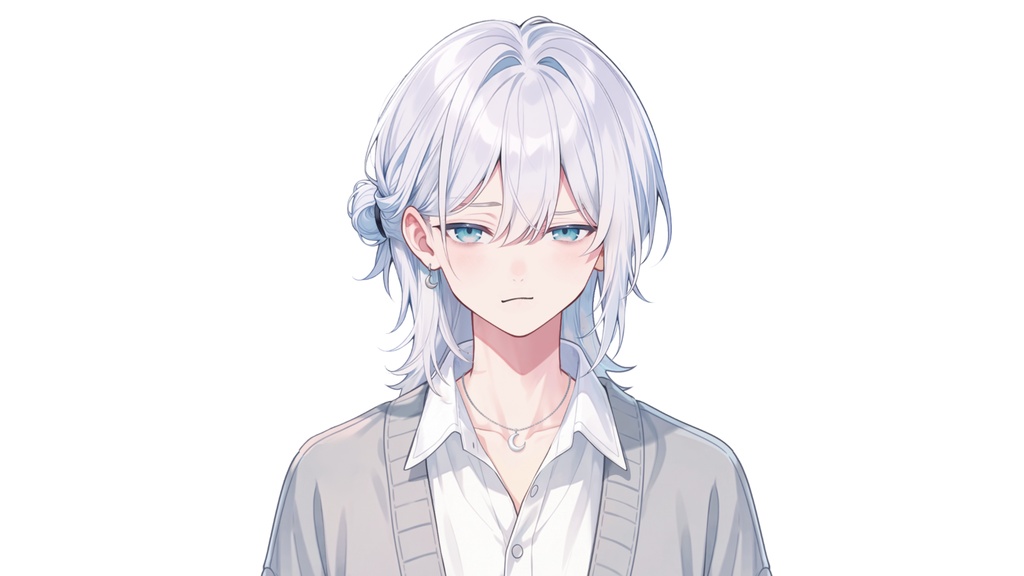 【Live2D汎用モデル】白髪少年・多表情対応・VTube Studio対応 | White-Haired Shonen Live2D Model