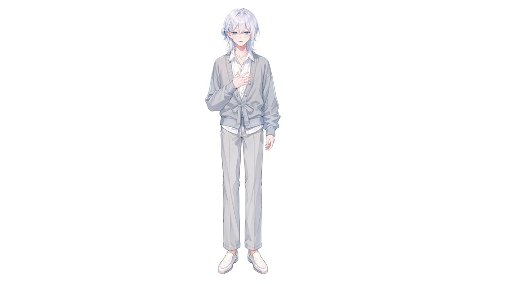 【Live2D汎用モデル】白髪少年・多表情対応・VTube Studio対応 | White-Haired Shonen Live2D Model