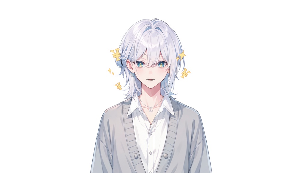 【Live2D汎用モデル】白髪少年・多表情対応・VTube Studio対応 | White-Haired Shonen Live2D Model