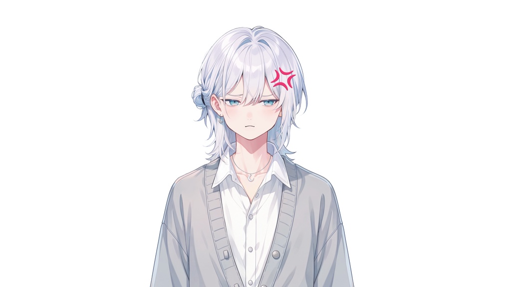 【Live2D汎用モデル】白髪少年・多表情対応・VTube Studio対応 | White-Haired Shonen Live2D Model