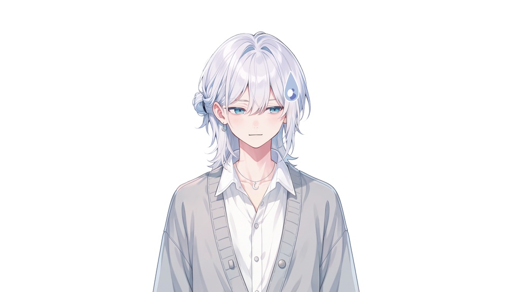 【Live2D汎用モデル】白髪少年・多表情対応・VTube Studio対応 | White-Haired Shonen Live2D Model